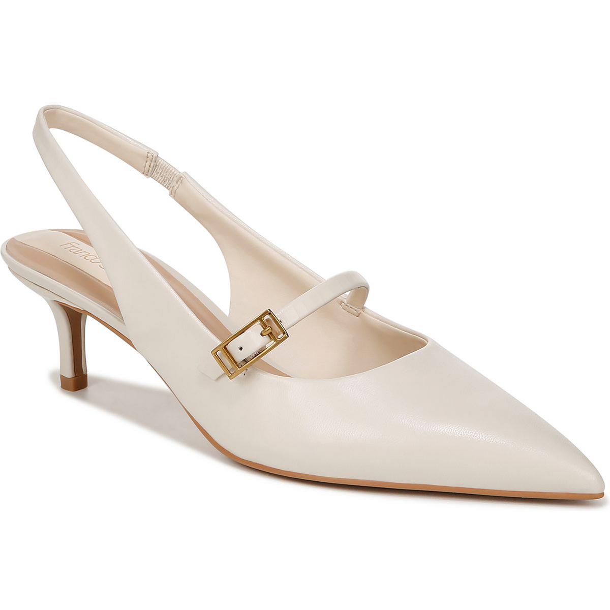 Khloe Leder Spitze Zehen Slingback Absatzschuhe