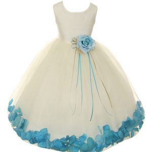 Mädchen Elfenbein ohne Schärpe Satin Blumenblatt Blumenmädchen Kleid 2T-14
