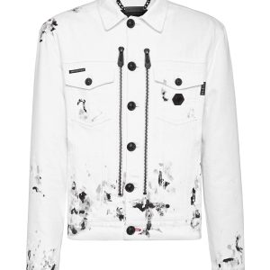 Denim zip Jacke tropft 7676505325628