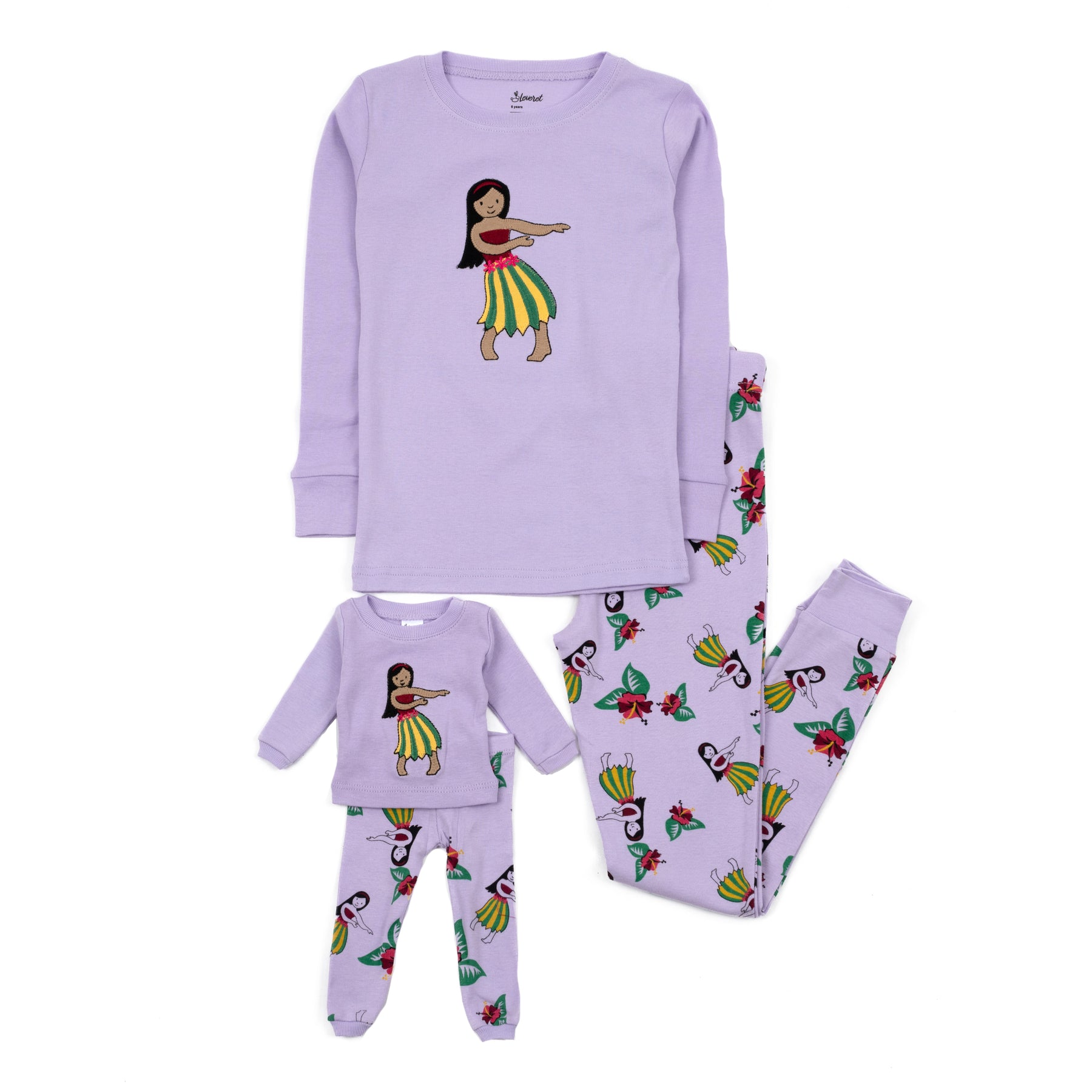 Mädchen und passende Puppe Baumwolle Pyjamas Hula