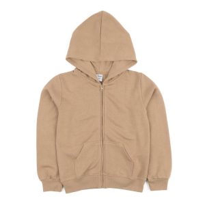 Kinder Reißverschluss Baumwolle Hoodie neutrale feste Farbe