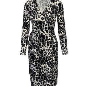 Diane Von Furstenberg Leopard Print Kleid aus mehrfarbiger Viskose 7766490185788