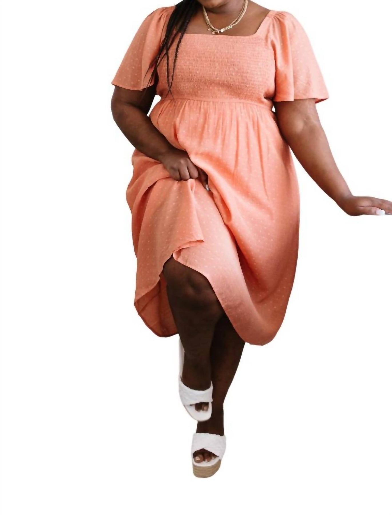 Bezauberndes Days Ahead-Kleid mit rosa Punkten