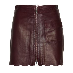 Max & Co Scallop Hem Rock aus burgundischem Leder 7765097578556