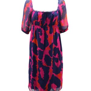 Diane Von Furstenberg geraffter Hals Midikleid in mehrfarbiger Seide 7765072150588