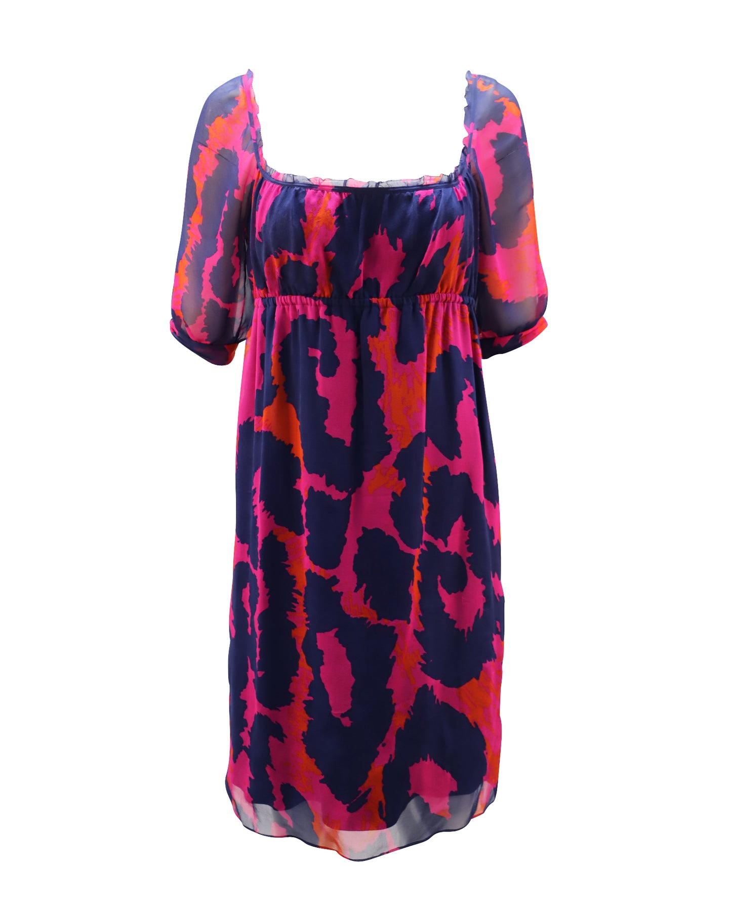 Diane Von Furstenberg Midikleid mit Rüschenkragen aus mehrfarbiger Seide