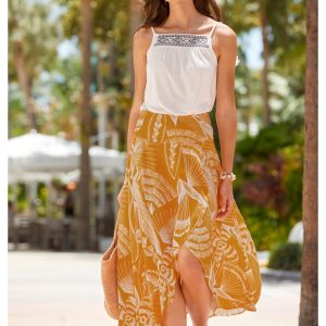 LASCANA Damen fließend gemustert Maxi Rock 7766127214652