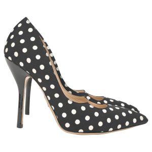 Paul Andrew Polka Dot Pumps aus schwarzer Baumwolle 7765083357244