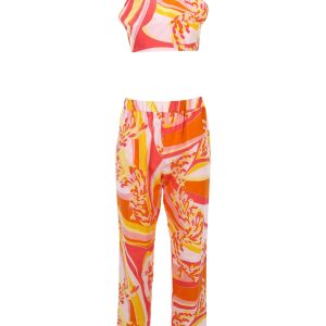 Emilio Pucci Lilly Halterneck Backless Crop Top and Hose aus mehrfarbiger Baumwolle 7766491791420