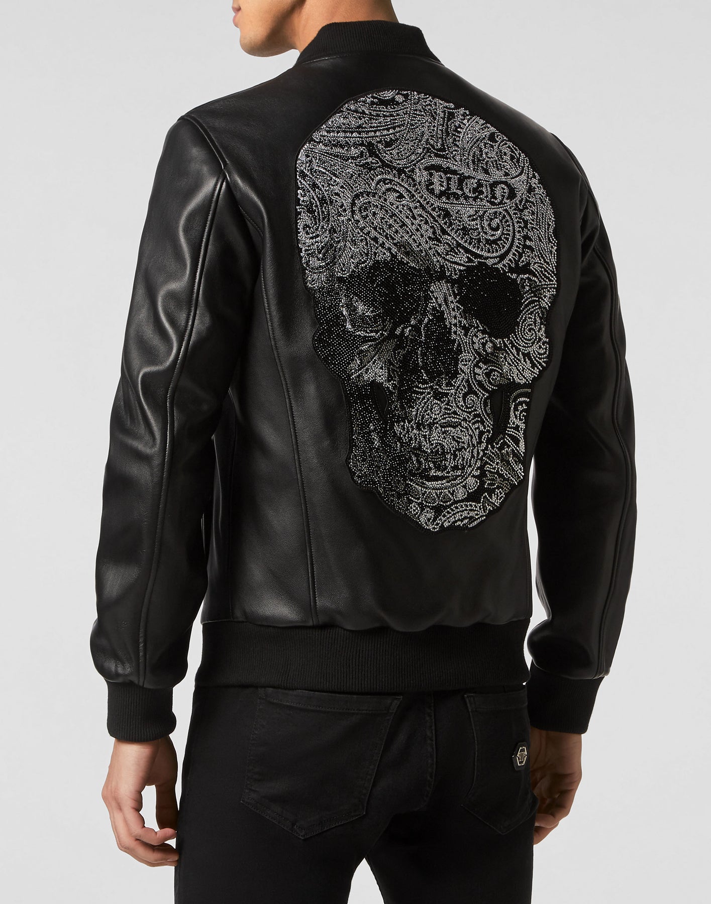 Leder Bomber Paisley Steine
