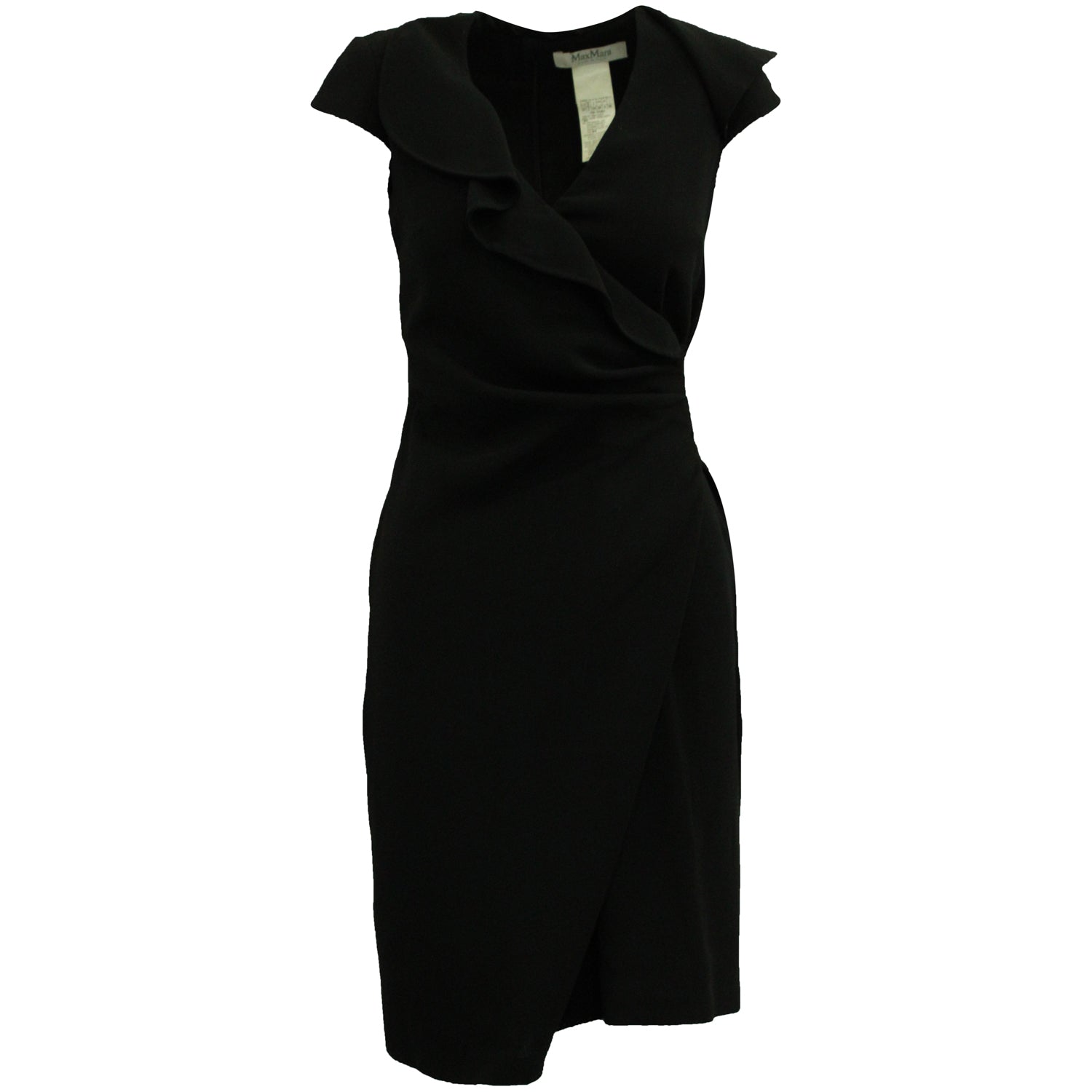 Max Mara Kleid aus schwarzer Wolle mit Rüschen