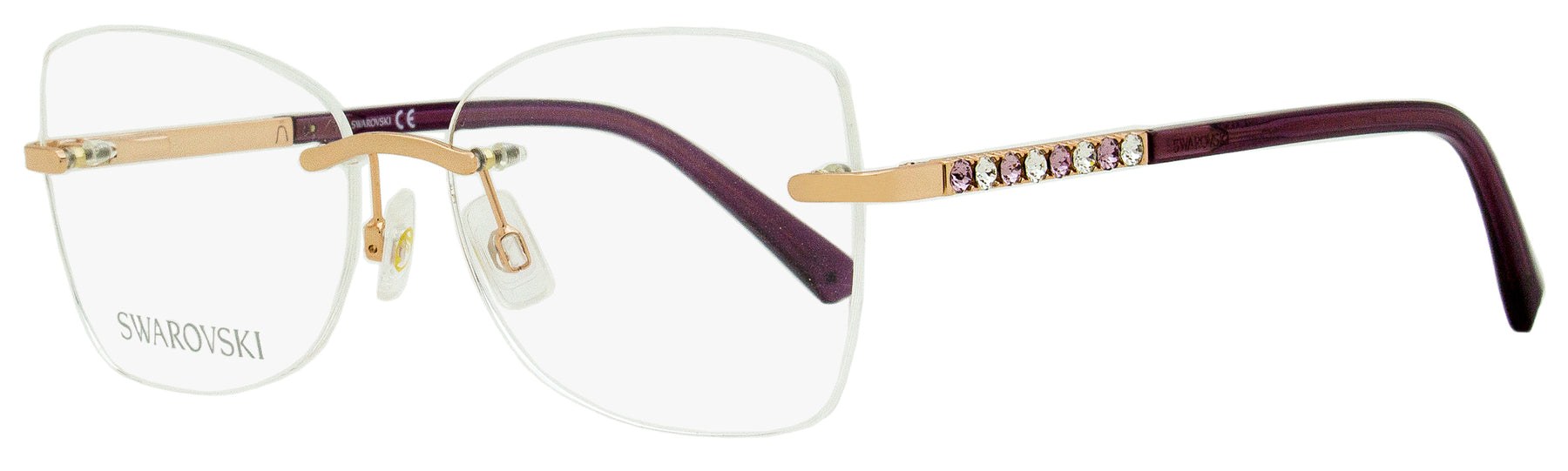 Swarovski Damen Brillen ohne Rand SK5394 028 Gold/Violet 55mm