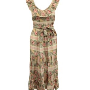 Love Shack Fancy Joanne Rüschen stufenweise Kleid in mehrfarbiger Seide 7765073690684