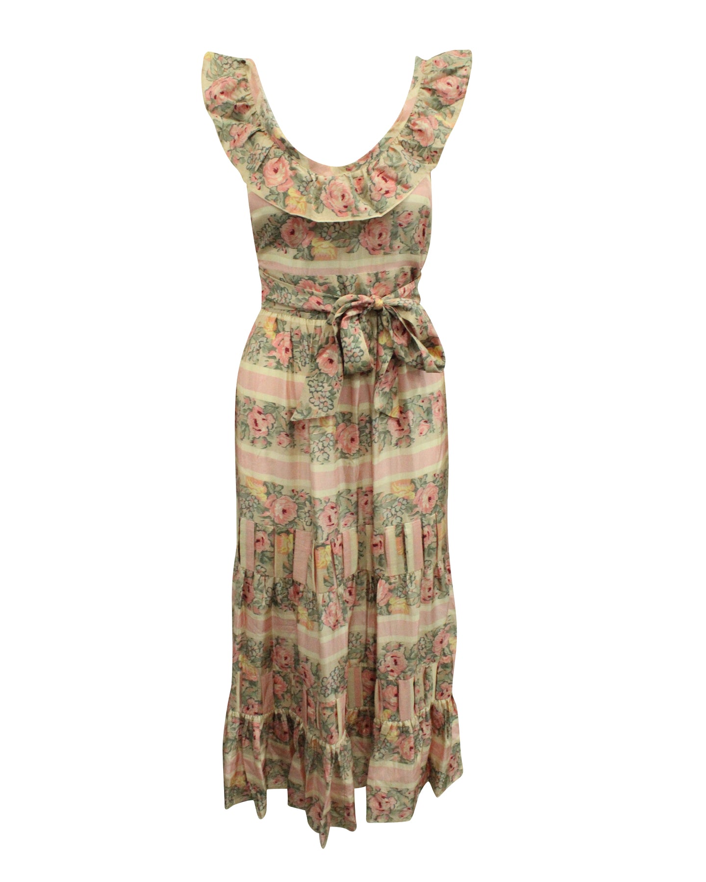 Love Shack Fancy Joanne Rüschenkleid aus mehrfarbiger Seide
