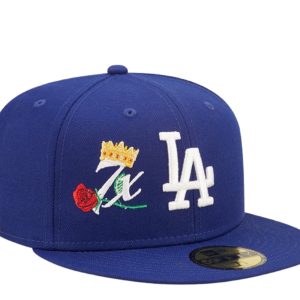 New Era 59Fifty MLB Los Angeles Dodgers Crown 7X Champs blau montiert Hut 60243481 7676476457020