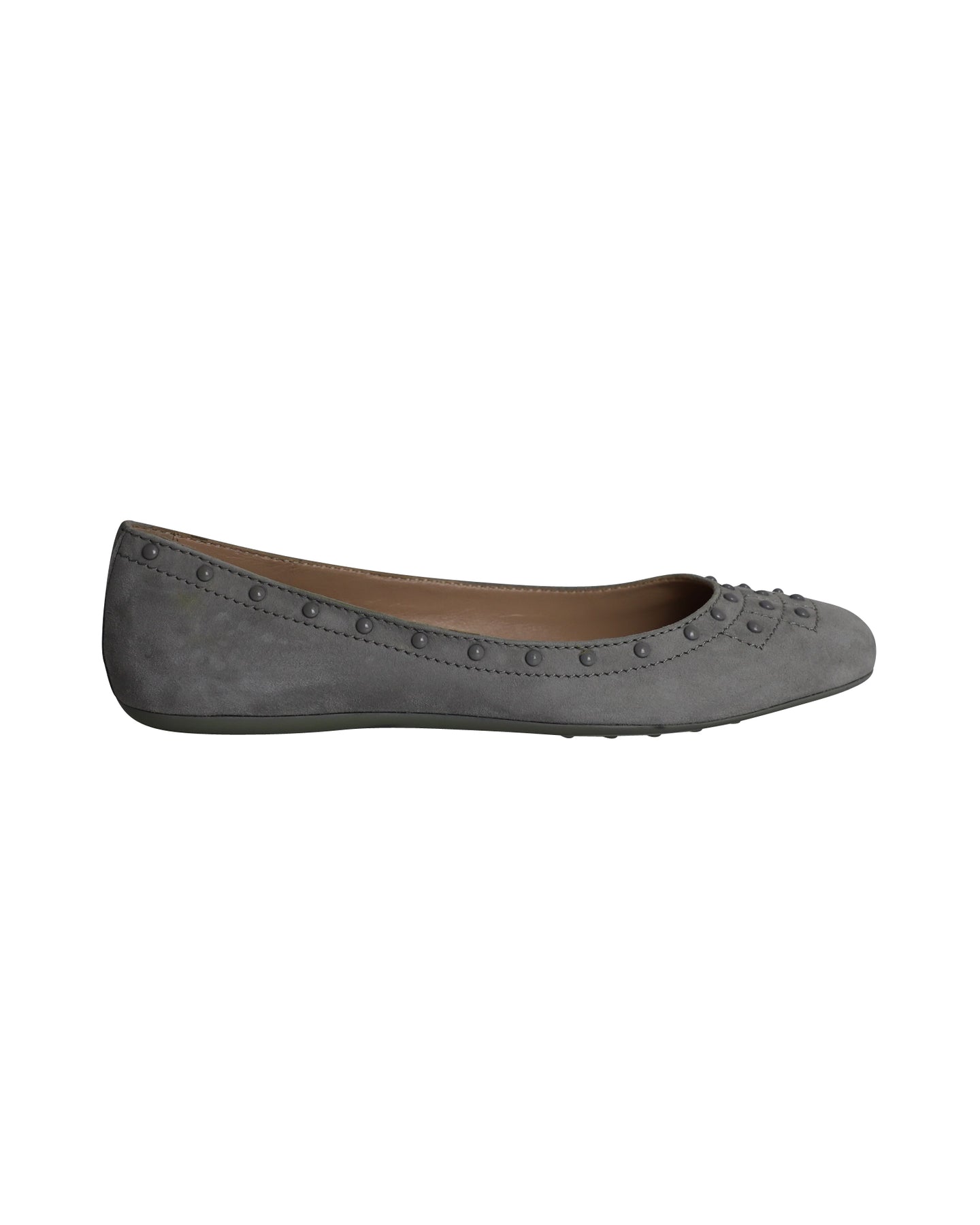 Tod's Beschlagene Ballerinas aus Wildleder in Grau