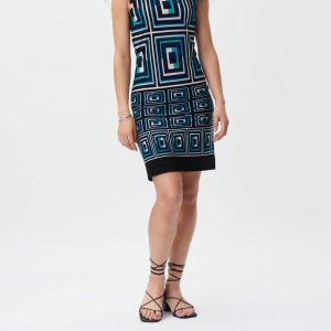 Abstraktes Printkleid in Schwarz/Mehrfarbig