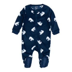 Weihnachten Kinder Footed Fleece Pyjamas Eisbär