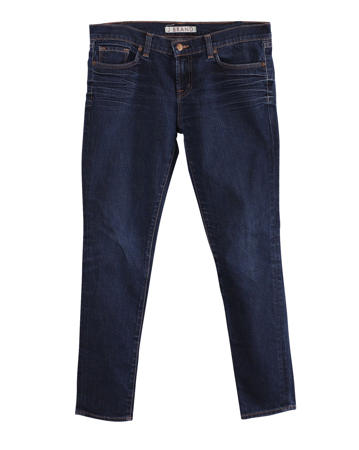 J Brand Mittlerer Bund Skinny Cut Jeans aus blauem Baumwoll-Denim