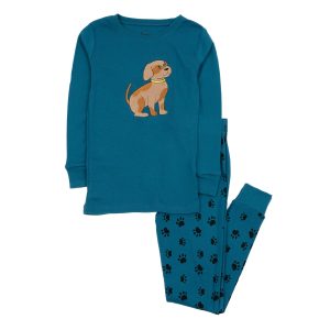 Kinder zwei Stück Baumwolle Pyjama Hund Pfote blau