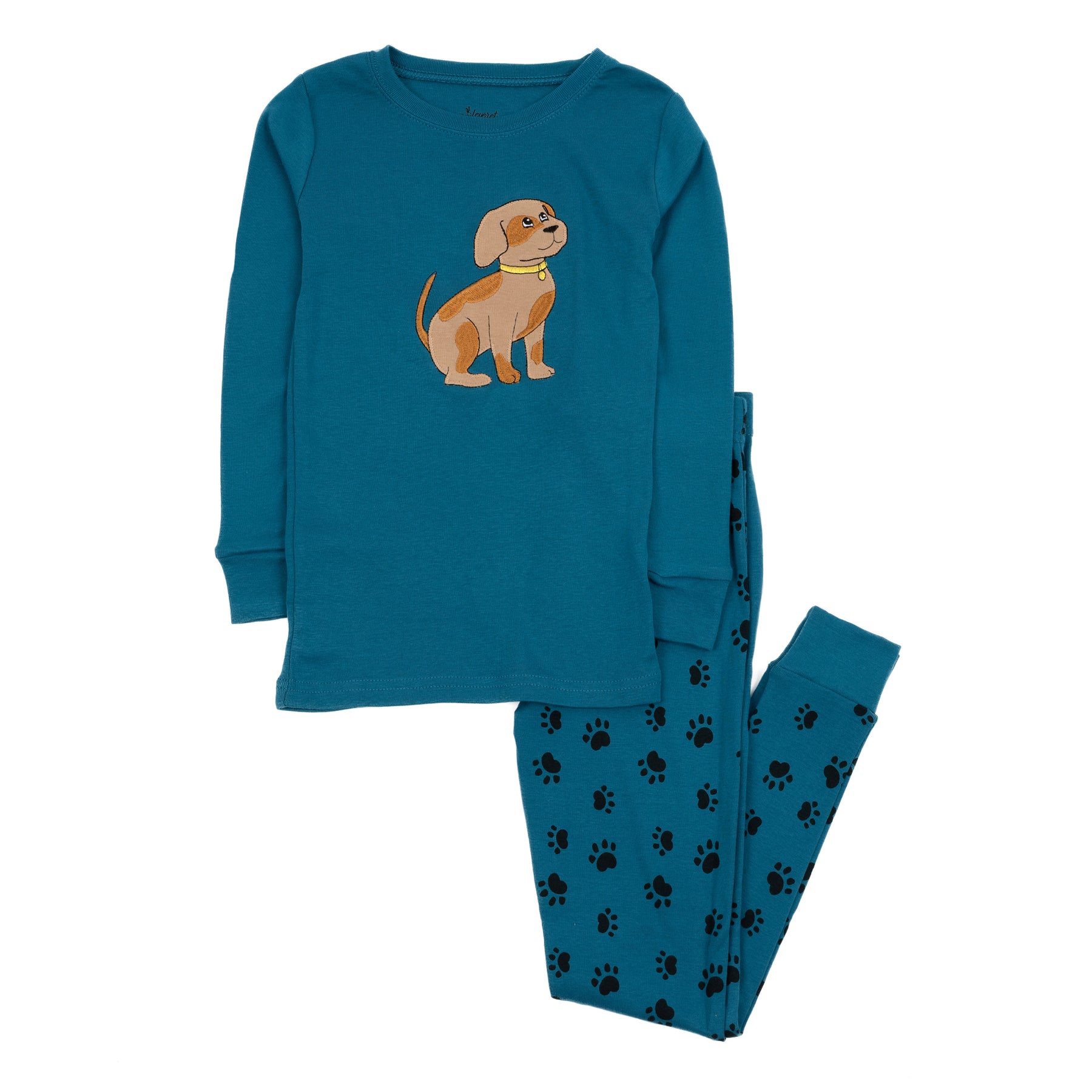 Kinder Zweiteiliger Pyjama aus Baumwolle Hundepfote Blau