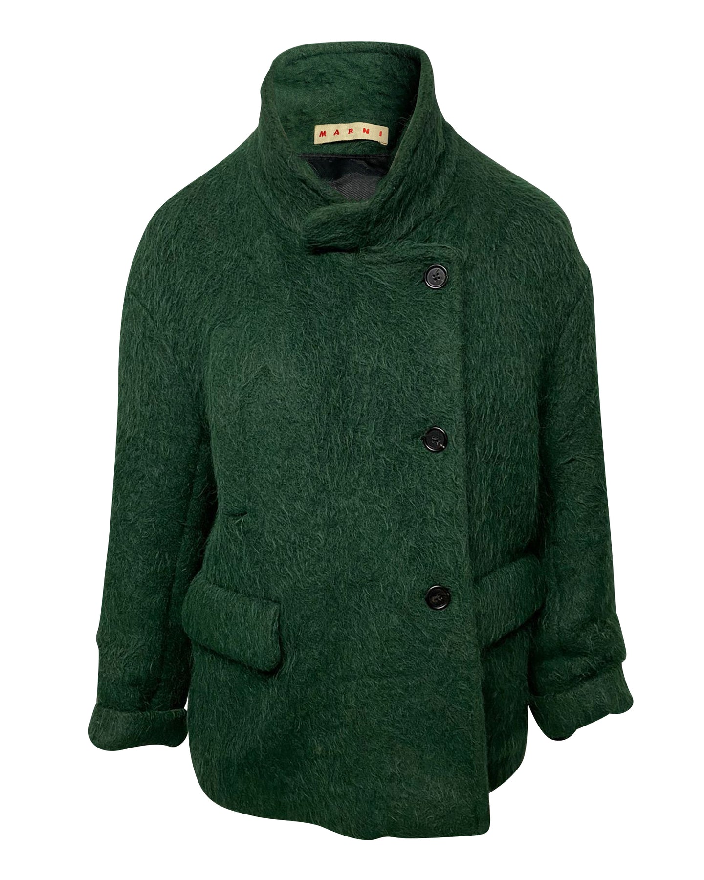 Marni Jacke mit Klapptaschen aus grüner Wolle 7766493593660
