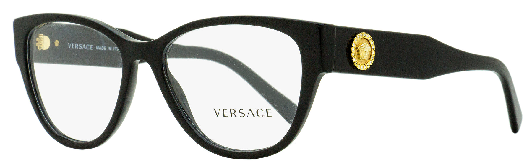 Versace Ovale Brillen für Damen VE3281B GB1 Schwarz/Gold 53mm