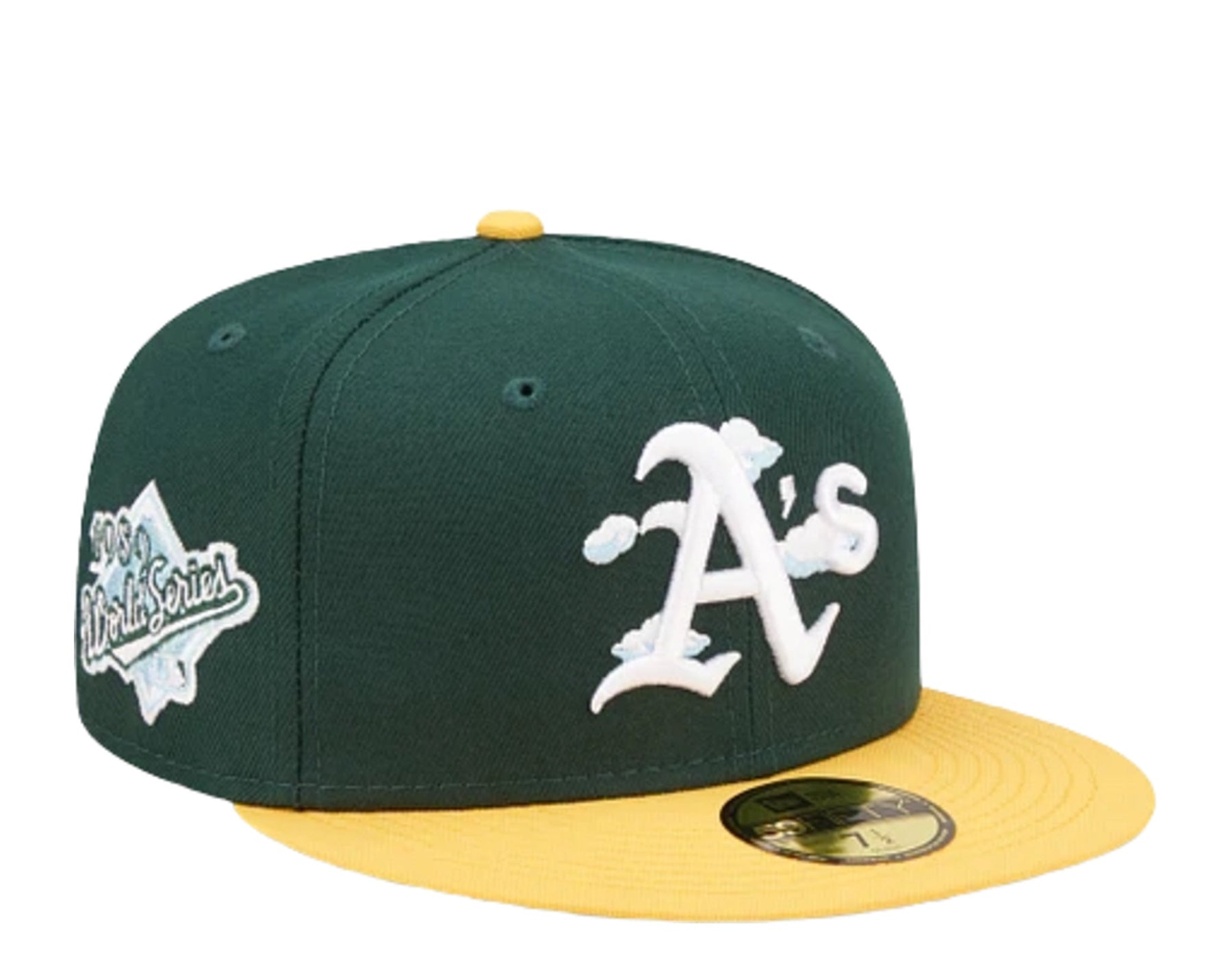 New Era 59Fifty MLB Oakland Leichtathletik Comic Wolke Grün/Yel körpernah Hut 60243842