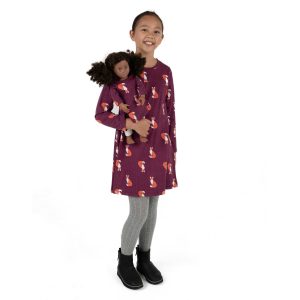 Mädchen und passende Puppe Baumwolle Kleid Fuchs