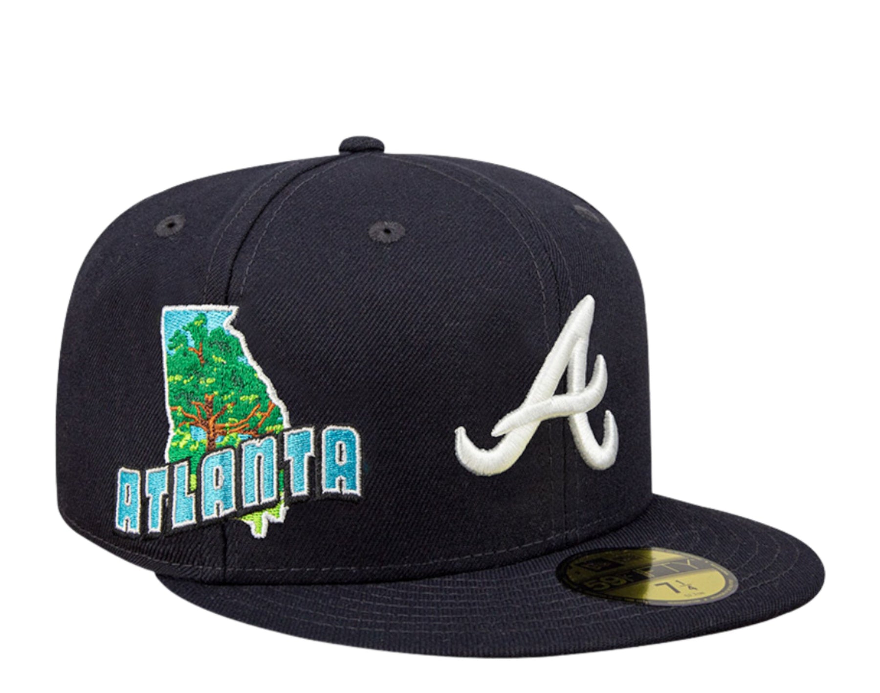 New Era Atlanta Braves Stateview 59FIFTY Einpassende Kappe 60296534 – Dunkelblau/Grau UV
