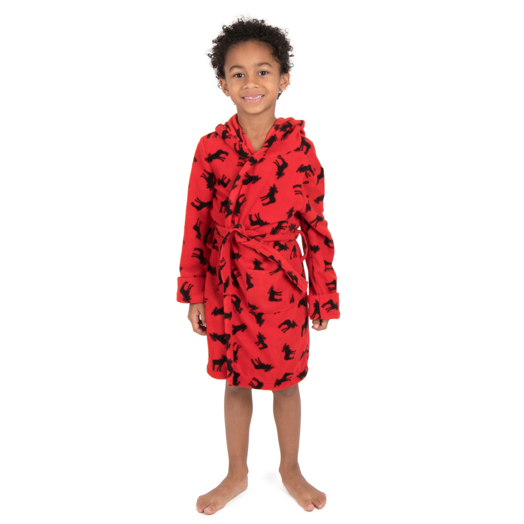 Weihnachten Kinder Fleece mit Kapuze Bademantel Elch