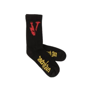 Vlone Mirage Socken – Schwarz/Rot/Gelb