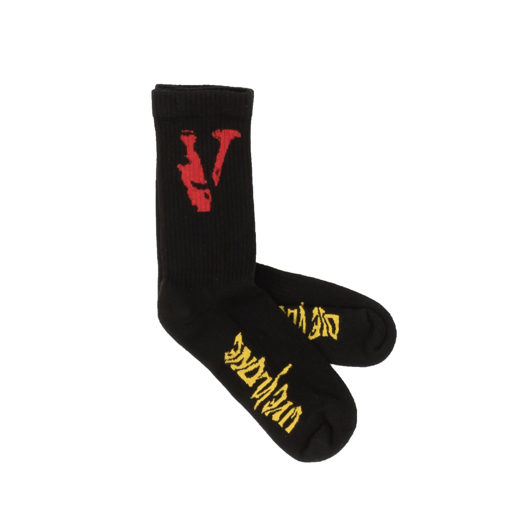 Vlone Mirage Socken – Schwarz/Rot/Gelb