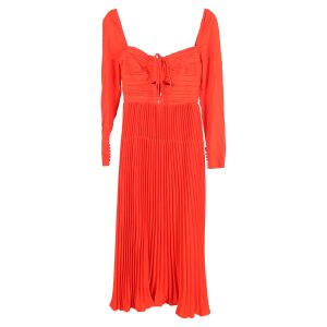Self-Portrait Cutout Pleated Halterneck Midikleid aus rotem Polyester