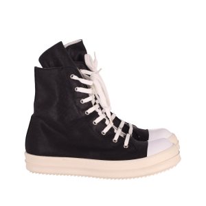 Rick Owens Drkshdw SS14 Ramones High Top Sneakers in schwarzer Baumwollleinwand