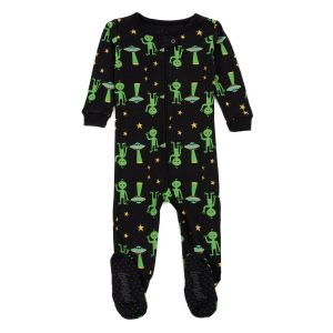 Kinder footed Baumwolle Pyjamas Alien