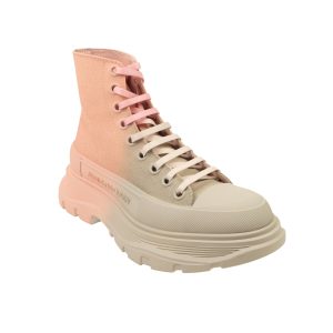 Alexander Mcqueen Zweifarbige Tread Combat Stiefel – Grau/Rosa