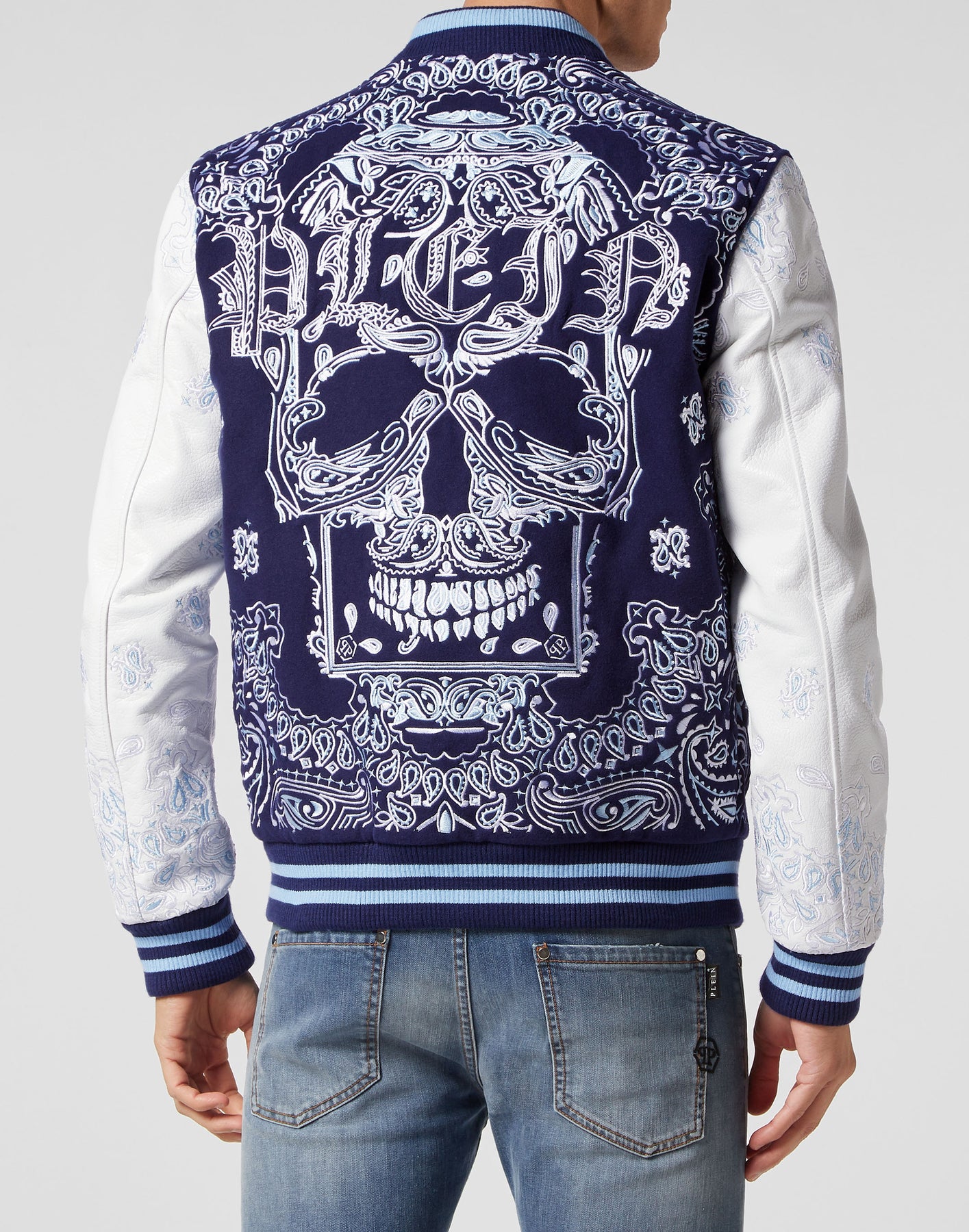 Bomber aus Wolle und Leder Paisley Foulard