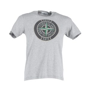 T-Shirt mit Stone Island-Logoprint aus grauer Baumwolle