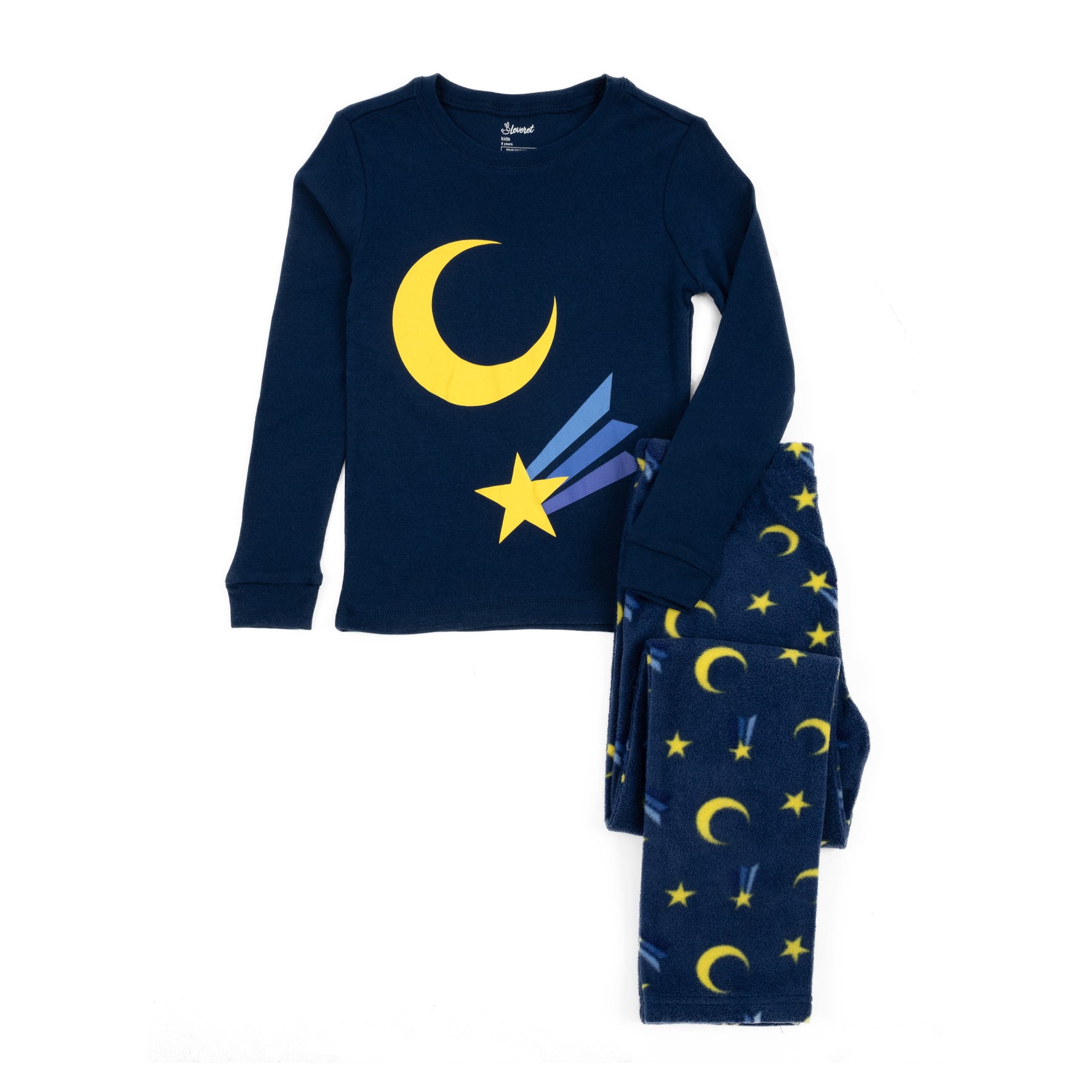 Kinder Baumwolltop und Fleecehose Pyjamas Moon