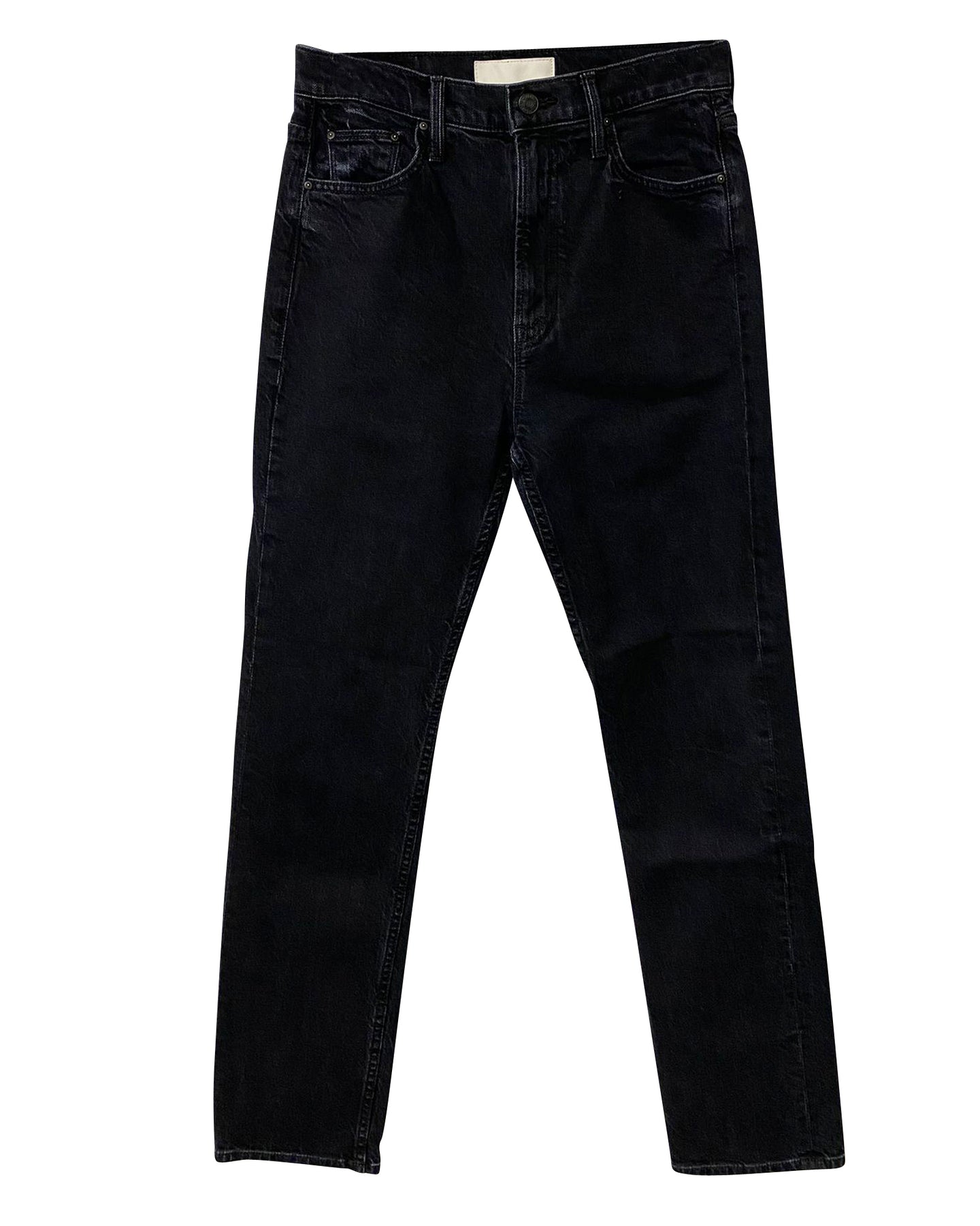 Mother Jeans mit ausgewaschenem Detail aus schwarzer Baumwolle