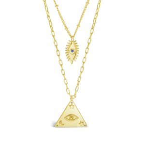 CZ Evil Eye geschichtete Halskette Set