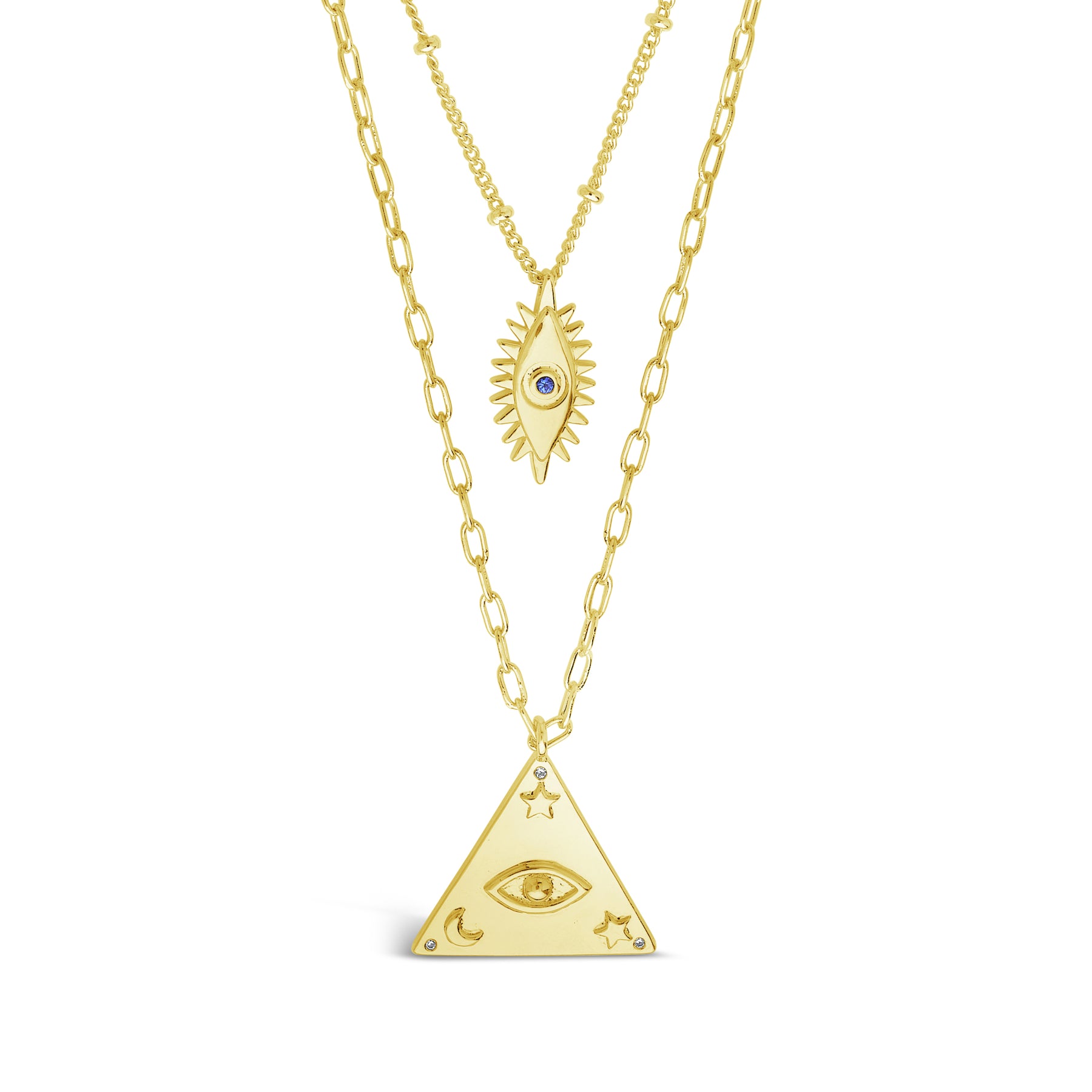 CZ Evil Eye geschichtete Halskette Set