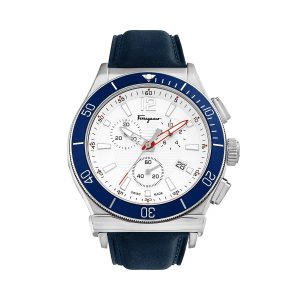 Ferragamo Herren-Armbanduhr mit weißem Quarz, 44 mm