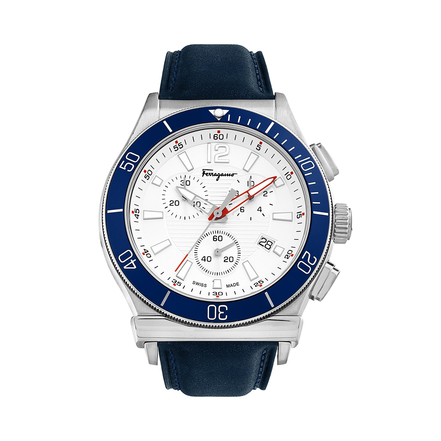 Ferragamo Herren-Armbanduhr mit weißem Quarz, 44 mm