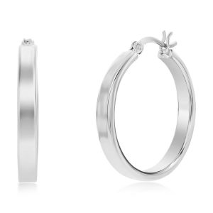 Sterling Silber oder vergoldet über Sterling Silber 4x29mm Fancy Flat Creole Ohrringe