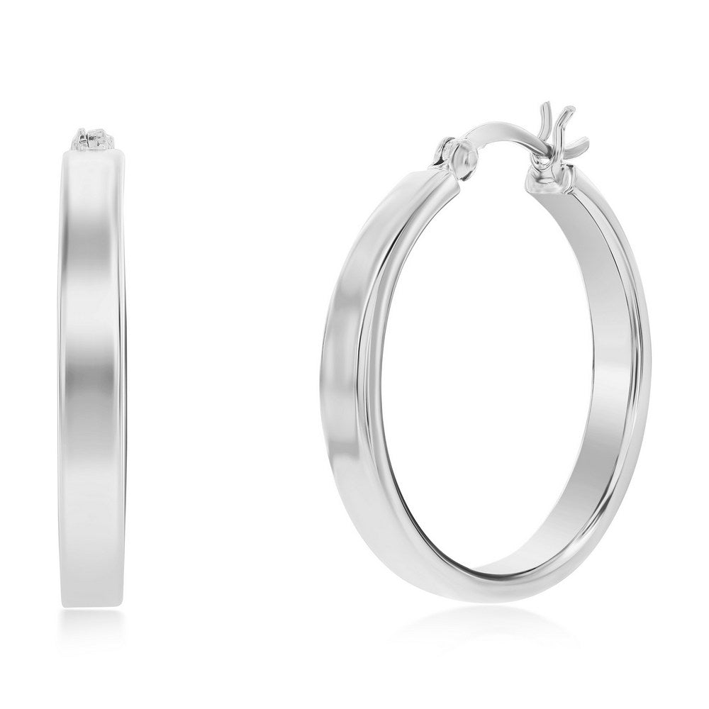 Sterling Silber oder vergoldet über Sterling Silber 4x29mm Fancy Flat Creole Ohrringe