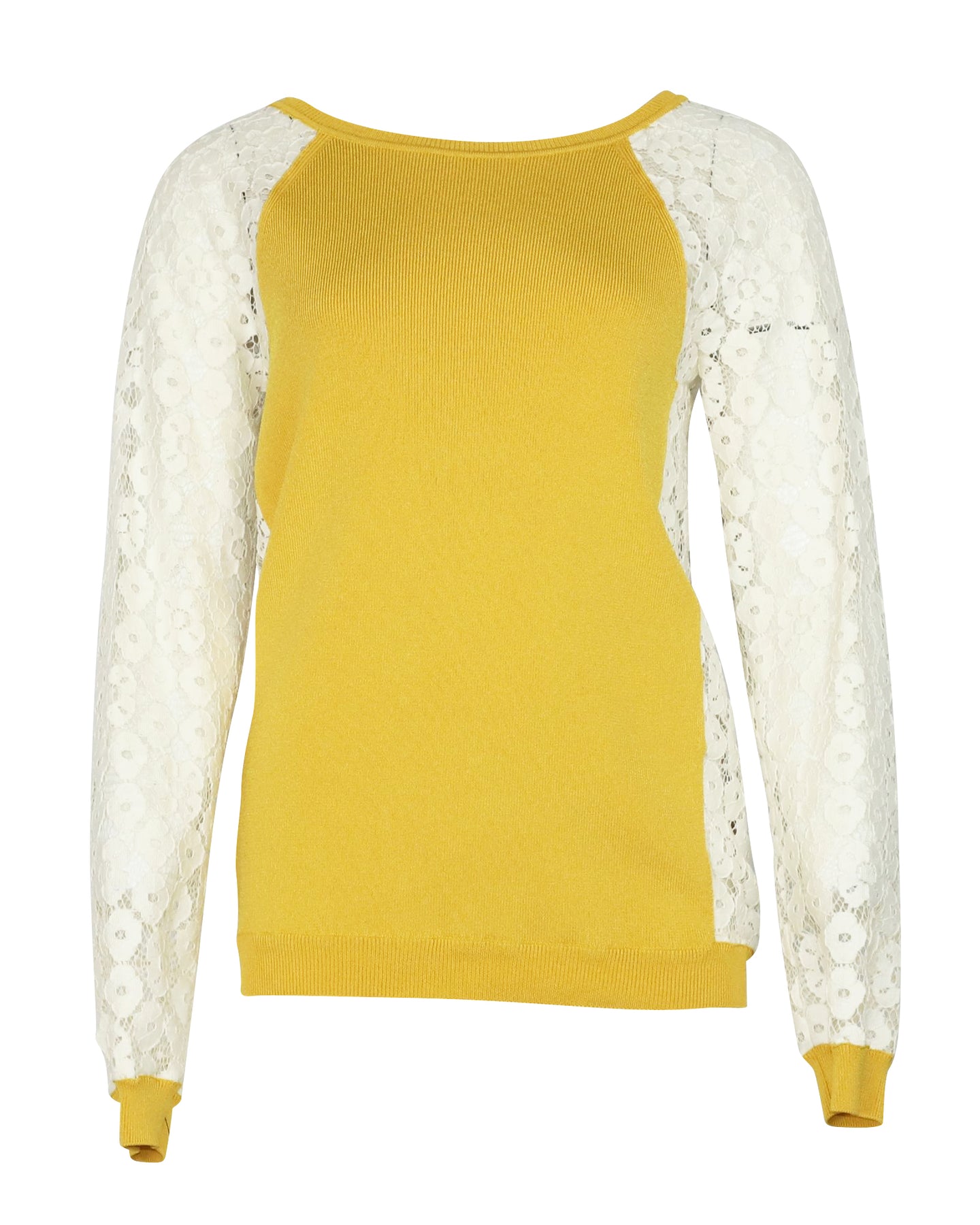 Moschino Günstige und schicke Strickpullover mit Spitzenärmeln in Gelb Viskose