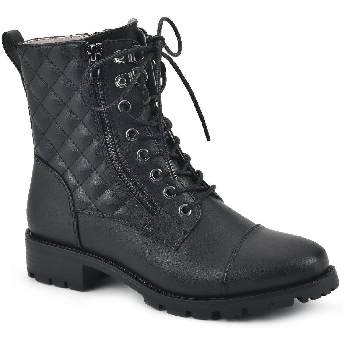 Dashing Reißverschluss gesteppte Kampf & Schnürstiefel