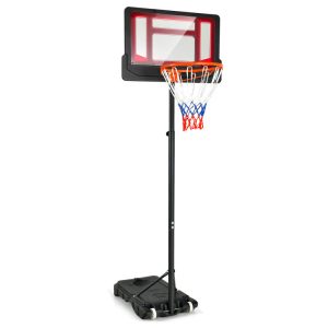 4.3-8.2 FT Tragbarer Basketballkorb mit verstellbarer Höhe und Rädern-Rot